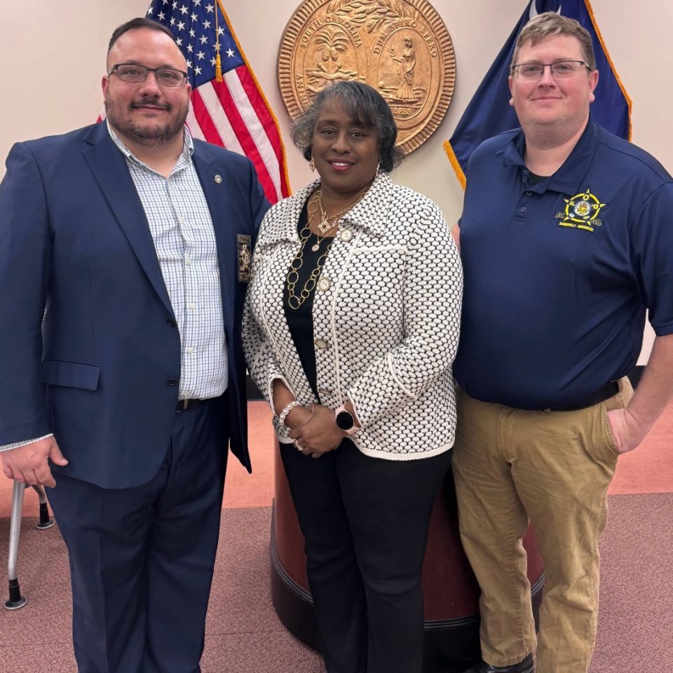 SCFOP Second Vice President Jason Fernandes, Representative Harriet Holman, and Summerville-Dorchester FOP Lodge #48 Secretary Don Smith